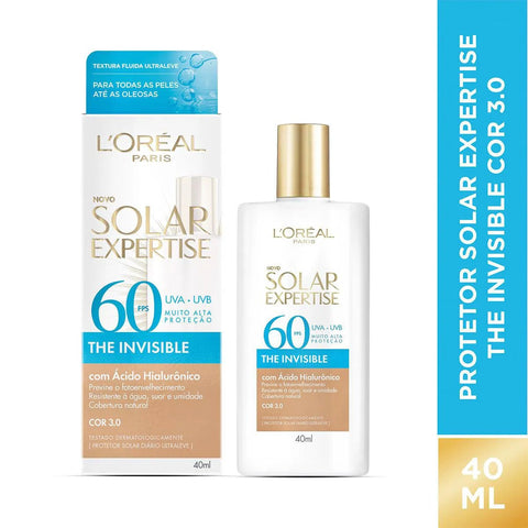 Protetor Solar L'Oréal Expertise The Invisible  Cor 3.0 - FPS 60 - 40 mL