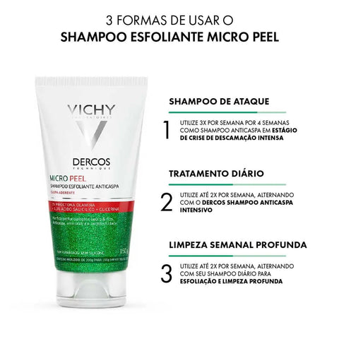 Shampoo Anticaspa Vichy Dercos  Linha Micro Peel - 150 mL