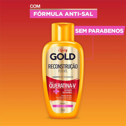 Shampoo Niely Gold Queratina Reparação 300Ml