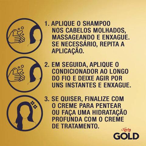 Shampoo Niely Gold Queratina Reparação 300Ml