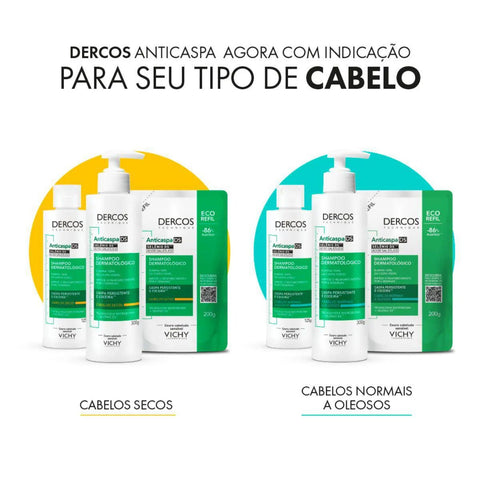 Shampoo Vichy Dercos  Linha Anticaspa DS - Cabelos Normais a Oleosos - 125 g