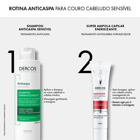 Shampoo Vichy Dercos  Linha Anticaspa Sensível - 200 mL