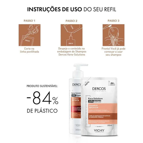 Shampoo Vichy Dercos  Linha Kera-Solutions - Refil - 200 mL