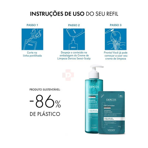 Shampoo Vichy Dercos  Linha Oil-Correction - 200 g