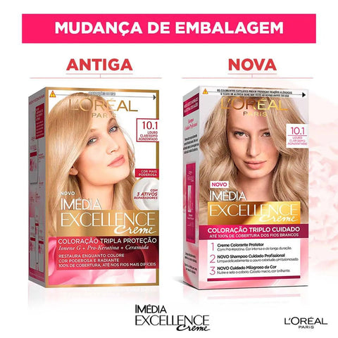 Tinta de Cabelo Permanente L'Oréal Paris Imédia Excellence Creme - Louro Claríssimo Acinzentado