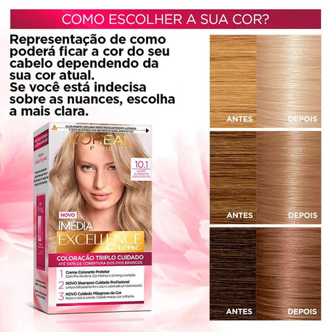 Tinta de Cabelo Permanente L'Oréal Paris Imédia Excellence Creme - Louro Claríssimo Acinzentado