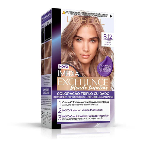 Tintura L'Oréal Imédia Excellence Blondes Suprême Nº 8.12 Louro Claro Pérola