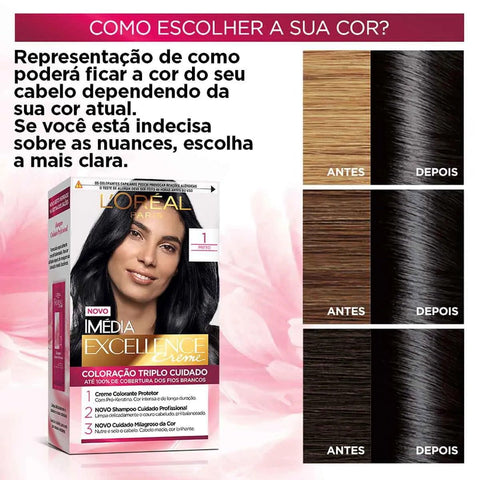 Tintura L'Oréal Imédia Excellence Creme Nº 1 Preto