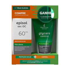 Kit Episol Pele Oleosa Protetor Solar Sec Oc + Gel de Limpeza Glycare Control  FPS 60 - 60 g + 60 g