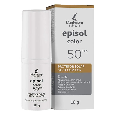 Protetor Solar Facial Episol Color Stick  Claro - FPS 50 - 18 g