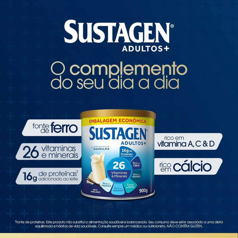 Complemento Alimentar Sustagen Adultos+ Baunilha Com 900g