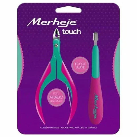 Kit Merheje Touch Alicate de Cutículas + Espátula (Verde/Pink)