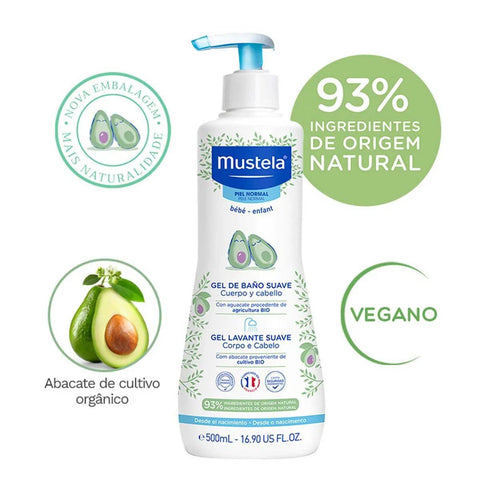 Gel de Banho Mustela Bebê Suave Corpo e Cabelo 500ml