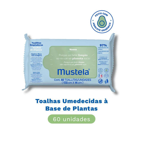 Lenço Umedecido Vegetal Mustela Abacate Orgânico  60 Unidades