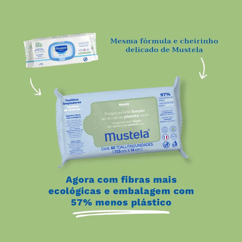 Lenço Umedecido Vegetal Mustela Abacate Orgânico  60 Unidades