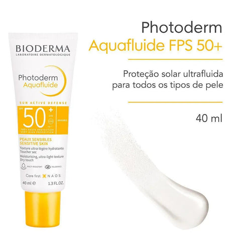 Protetor Solar Facial Bioderma Photoderm Aquafluide  FPS 50 - 40 mL