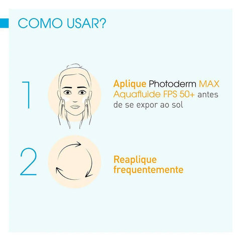 Protetor Solar Facial Bioderma Photoderm Aquafluide  FPS 50 - 40 mL
