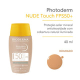Protetor Solar Facial Bioderma Photoderm Nude Touch  Dourado - FPS 50 - 40 mL