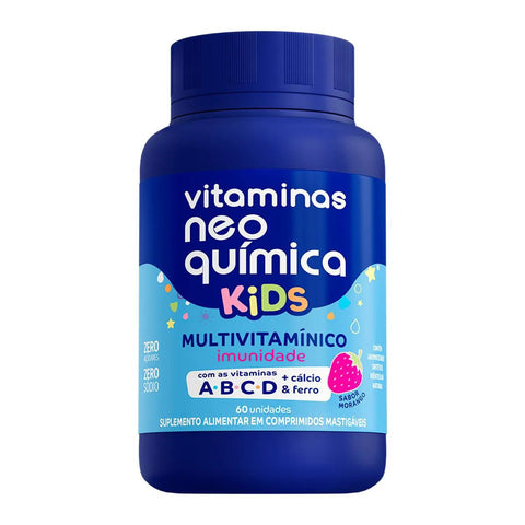 Polivitamínico Kids (Neo Química)  60 Unidades - Comprimido - Sabor Morango