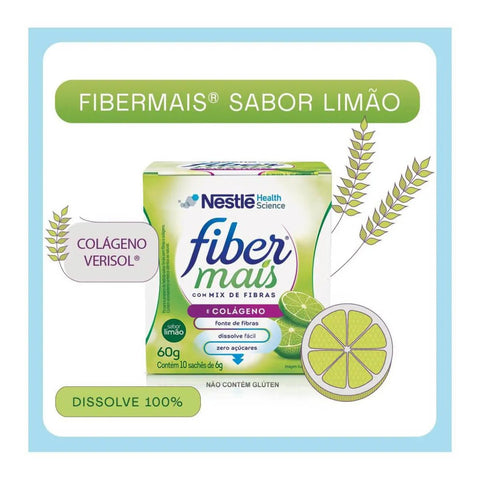 Fibermais Colageno Regulador Intestinal  Limão - 10 x 6 g - Sachê