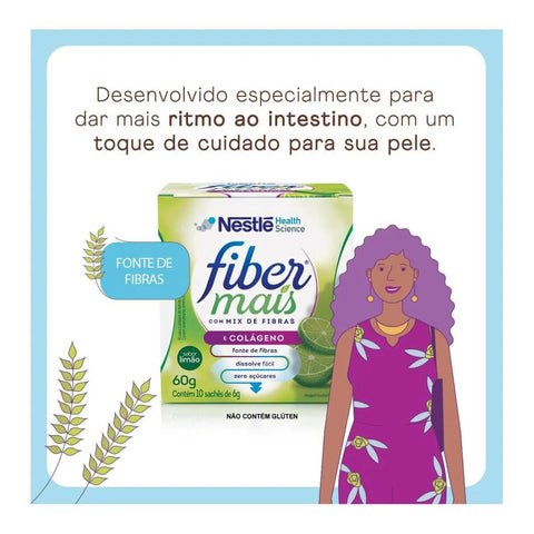 Fibermais Colageno Regulador Intestinal  Limão - 10 x 6 g - Sachê