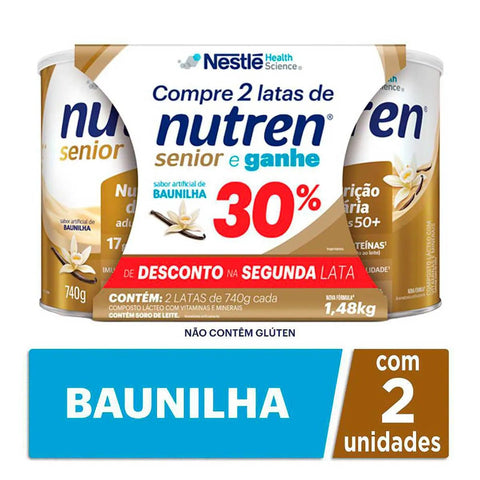 Kit Suplemento Alimentar Nutren Senior Baunilha 2 Unidades Com 740g Cada