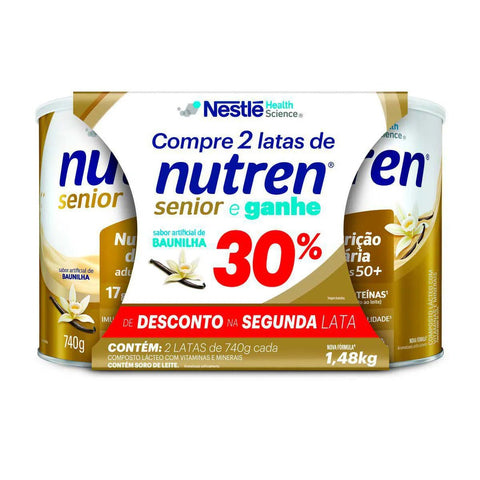 Kit Suplemento Alimentar Nutren Senior Baunilha 2 Unidades Com 740g Cada