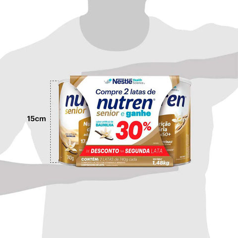Kit Suplemento Alimentar Nutren Senior Baunilha 2 Unidades Com 740g Cada