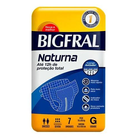 Fralda Geriátrica Bigfral Noturna  Tamanho G - 7 Unidades