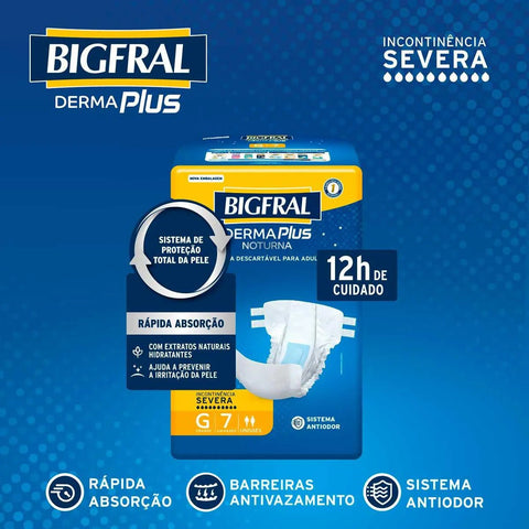 Fralda Geriátrica Bigfral Noturna  Tamanho G - 7 Unidades