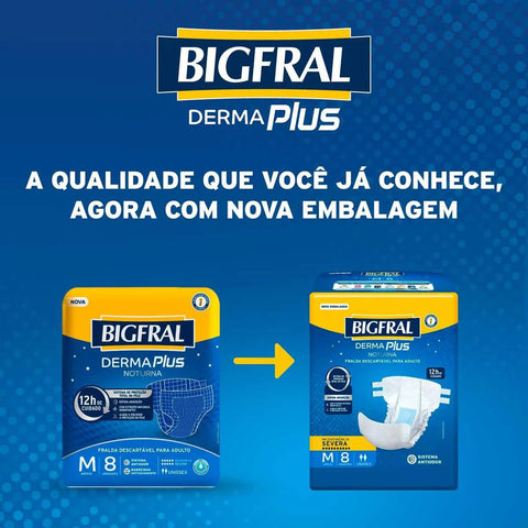 Fralda Geriátrica Bigfral Noturna  Tamanho M - 8 Unidades