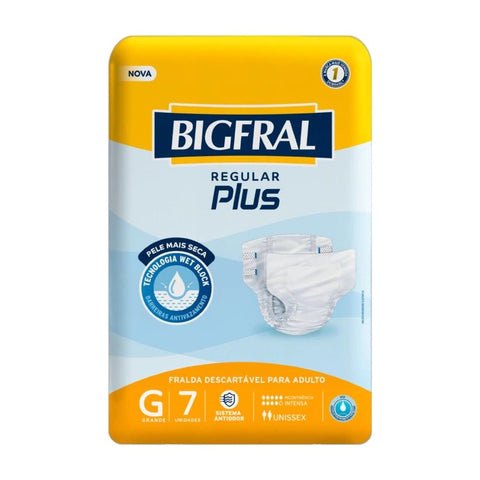 Fralda Geriátrica Bigfral Regular Plus  Tamanho G - 7 Unidades