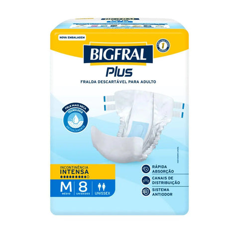 Fralda Geriátrica Bigfral Regular Plus  Tamanho M - 8 Unidades