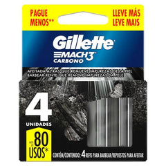 Carga Gillete Mach3 Carbono com 4 Unidades Leve Mais Pague Menos