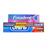 Kit Pasta de Dente Oral B + Creme Fixador de Dentaduras Fixodent  70 g + 39 g