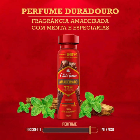 Desodorante Antitranspirante Aerosol Old Spice Amadeirado Masculino 72h 150ml