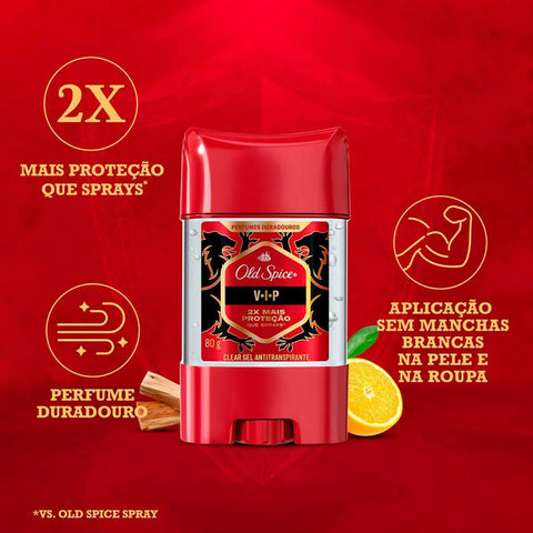 Desodorante Antitranspirante Twist Stick Gel Old Spice V-I-P Masculino 80g