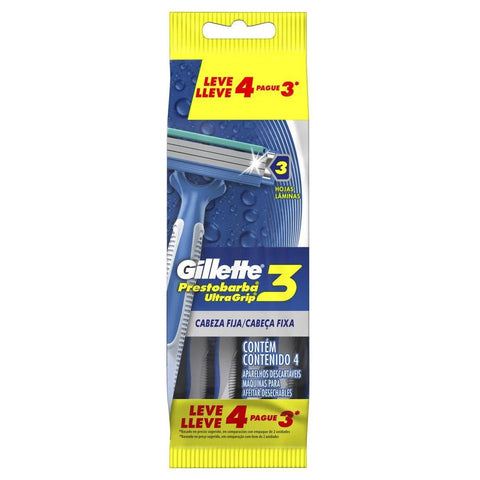 Gillette Prestobarba 3  Ultragrip - 4 Unidaes