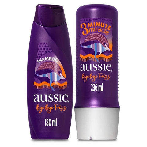 Kit Aussie Bye Bye Frizz Maciez e Brilho Shampoo 180mLE 3 Minutos Milagrosos 236ml