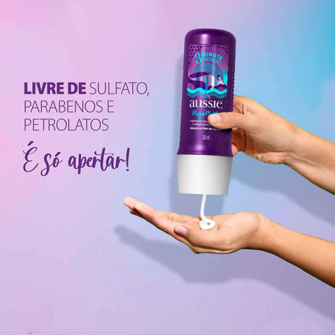 Kit Aussie Mega Moist Shampoo180mL+ Creme de Tratamento 3 Minute Miracle 236ml