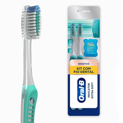 Kit Escova de Dente Oral-B Sensitive Indicator Extra Macia + Fio Dental Oral-B Satin Floss