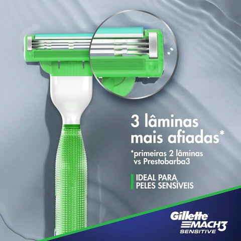 Kit Gillette Mach3 Sensitive  Acqua Grip - 4 Componentes