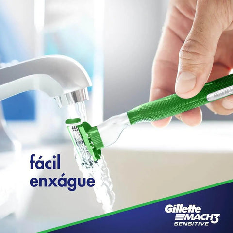 Kit Gillette Mach3 Sensitive  Acqua Grip - 4 Componentes