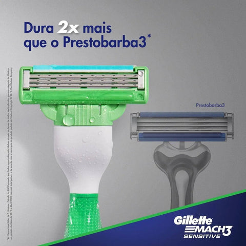 Kit Gillette Mach3 Sensitive  Acqua Grip - 4 Componentes