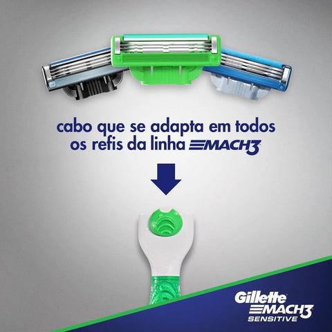 Kit Gillette Mach3 Sensitive  Acqua Grip - 4 Componentes