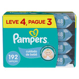 Kit Lenço Umedecido Pampers Cuidado de Bebê 48 Unidades 4 Pacotes
