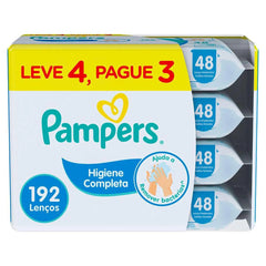 Kit Lenço Umedecido Pampers Higiene Completa 48 Unidades 4 Pacotes