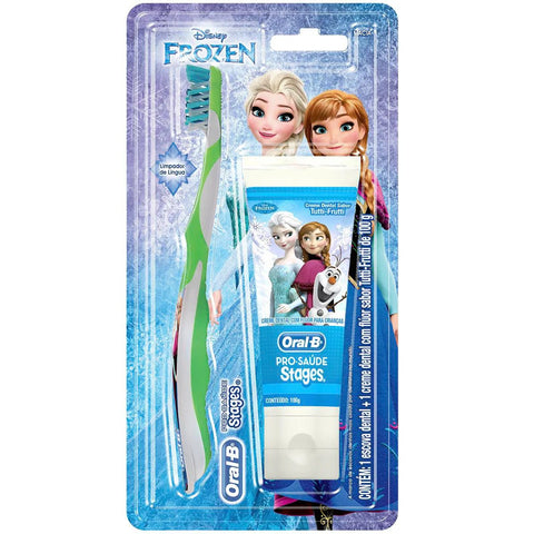 Kit Oral-B Stages Infantil Pasta de Dente + Escova de Dente Frozen  100 g + 1 Unidde