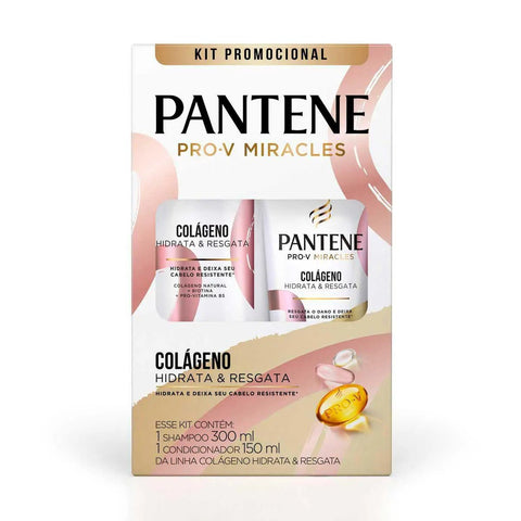 Kit Pantene Pro-V Miracles Colágeno Hidrata & Resgata Shampoo 300mL+ Condicionador 150ml