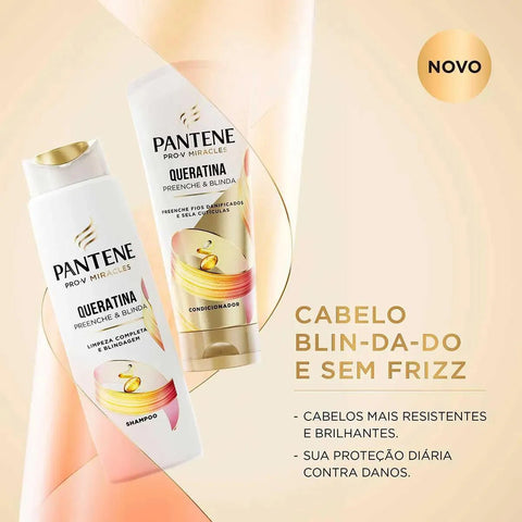 Kit Pantene Pro-V Miracles Shampoo Queratina 300mL+ Condicionador Queratina 150mLPantene